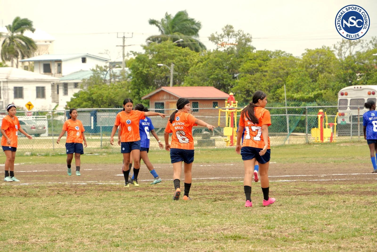 Orange Walk's girls soccer team in action against Belize at the NSC Super Nationals